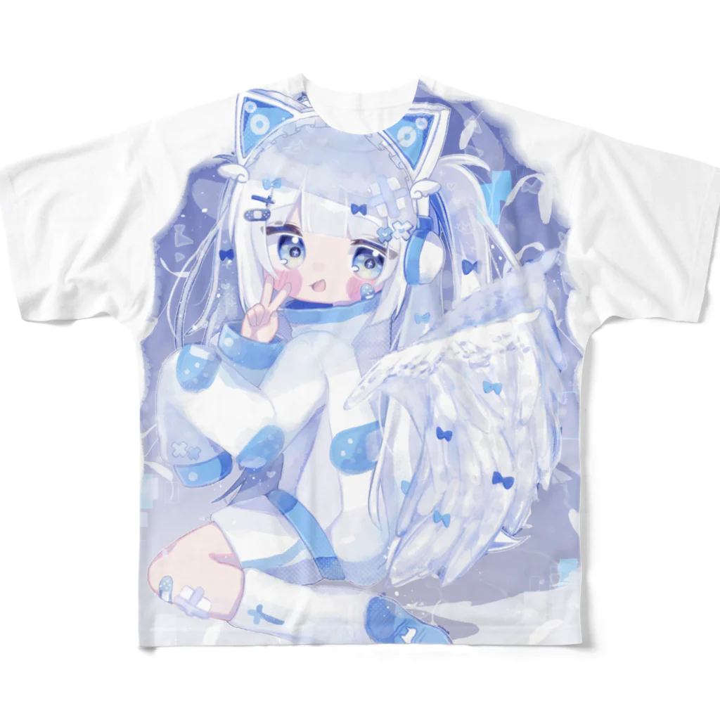 みなづき。の猫耳ヘッドフォンちゃん All-Over Print T-Shirt