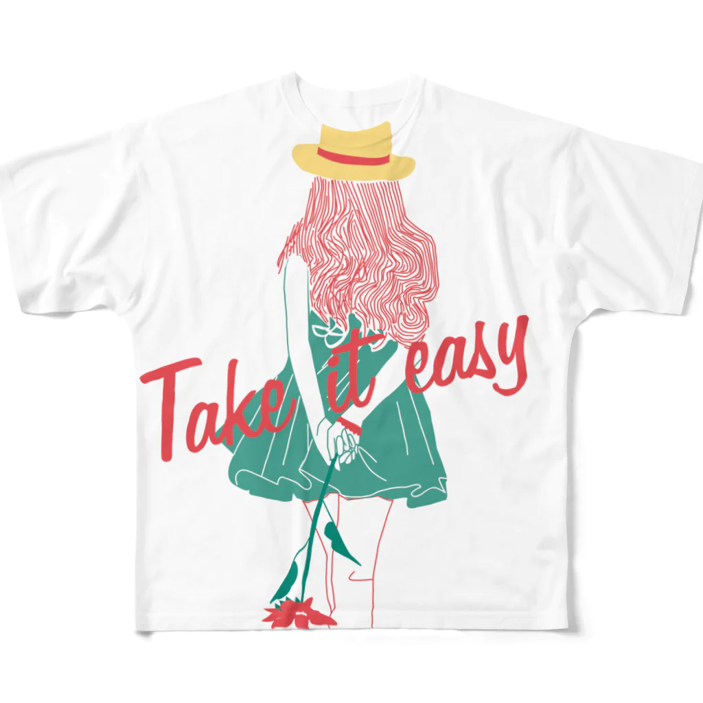 Drecome_DesignのTake it easy フルグラフィックTシャツ