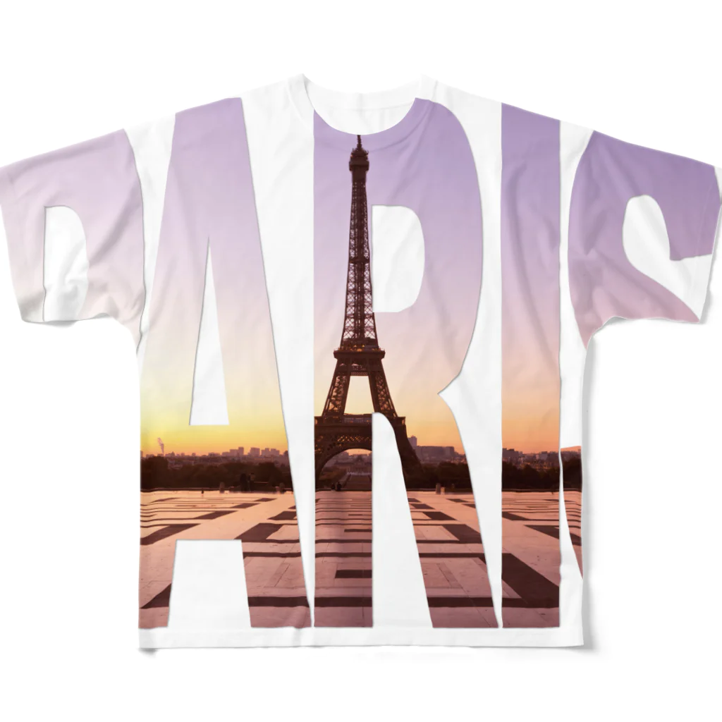 artdesignemkのFrance Paris Sunrise フランス パリ 日の出 All-Over Print T-Shirt