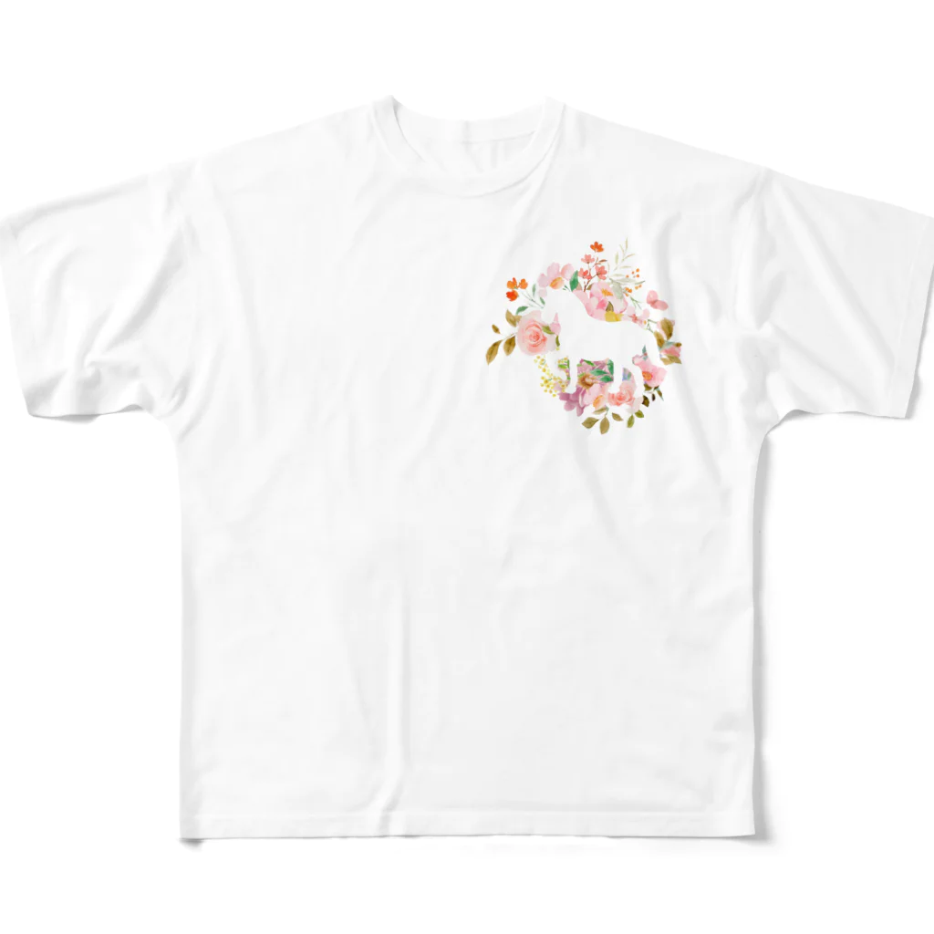 horse-lvの花馬の型抜き柄 フルグラフィックTシャツ