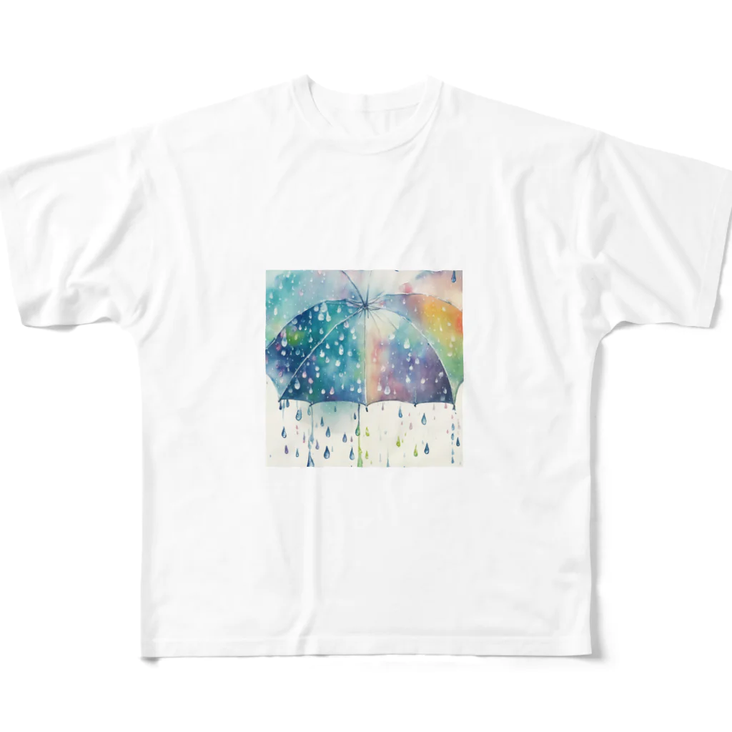 ぽけの水彩風雨の風景 All-Over Print T-Shirt