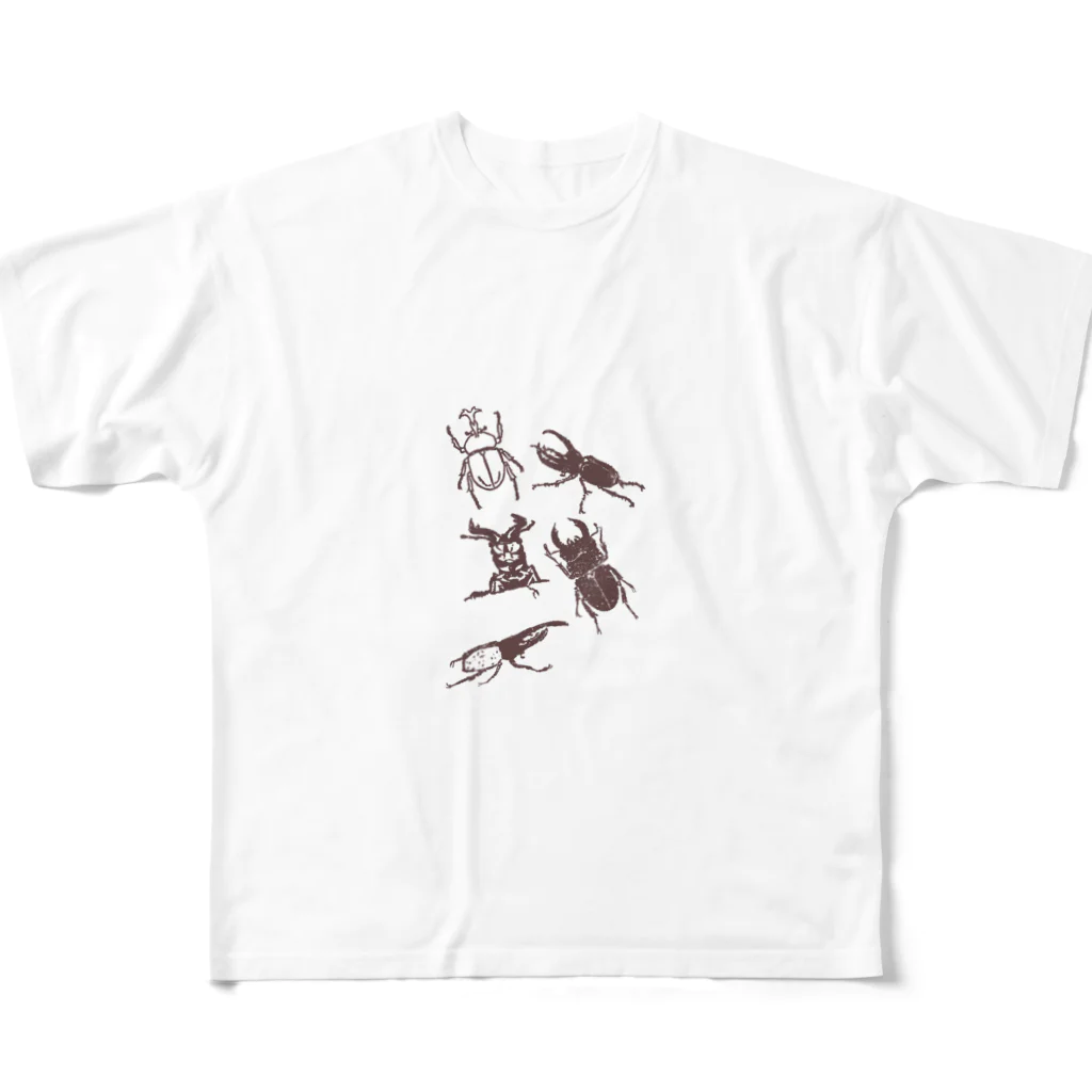 23_drawingのカブトムシとクワガタ フルグラフィックTシャツ