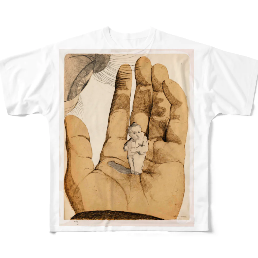 PALA's SHOP　cool、シュール、古風、和風、の小包を持つ子供を示す「目と手」 コル・ファン・ティーズリング 1941 - 1942年 All-Over Print T-Shirt