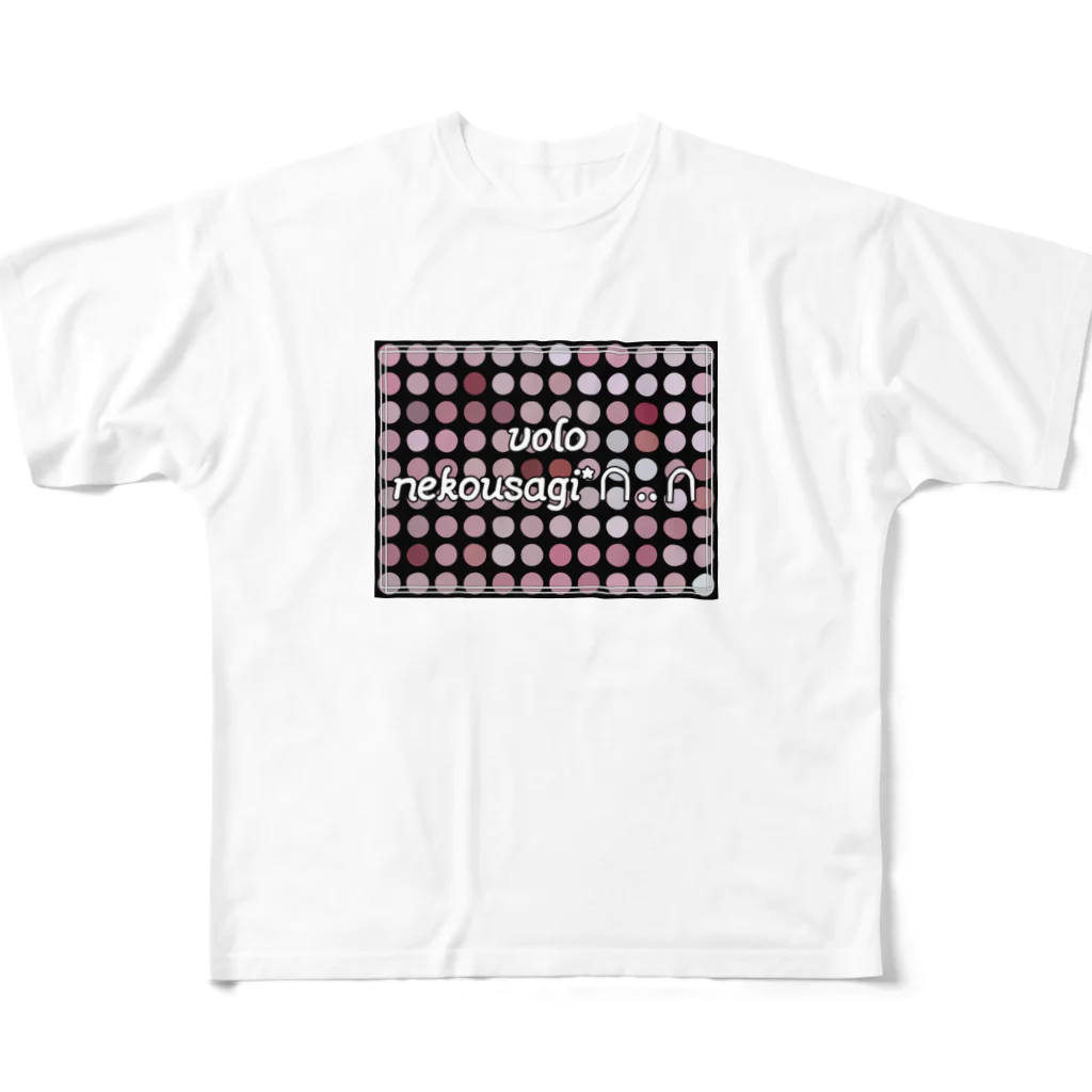 nekousagi*∩..∩のドットハナちゃん⚫⚪⚫⚪ フルグラフィックTシャツ