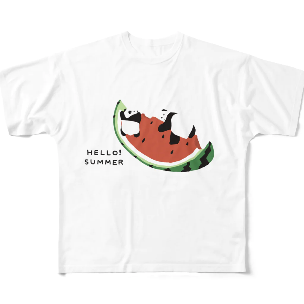 kiki25のゆらゆらスイカとすやすやパンダたち フルグラフィックTシャツ