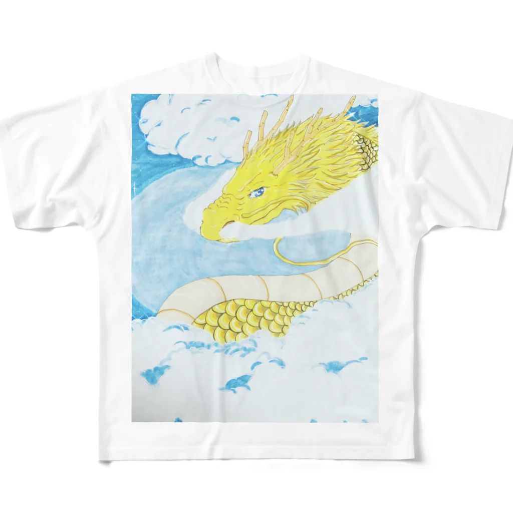 白黄神龍の金運最強守護龍神/黄龍 All-Over Print T-Shirt