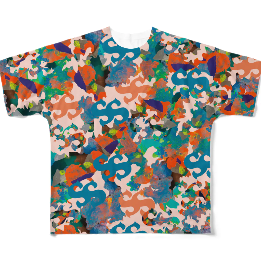 フルスキャ。のカムフラジャパニーズ風味SSロゴ★PINK All-Over Print T-Shirt