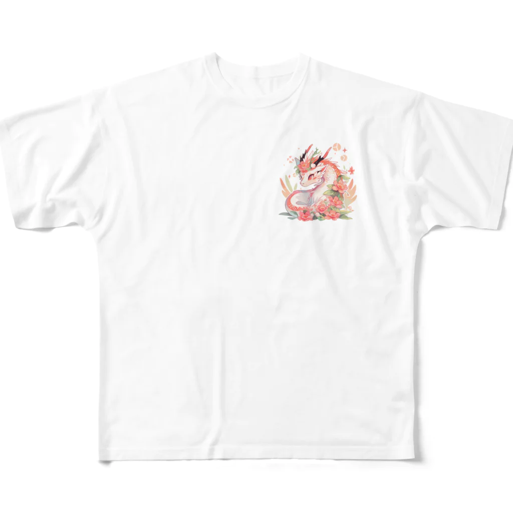 Japan Beautyオリジナルショップのうっすらピンクの花龍さん All-Over Print T-Shirt
