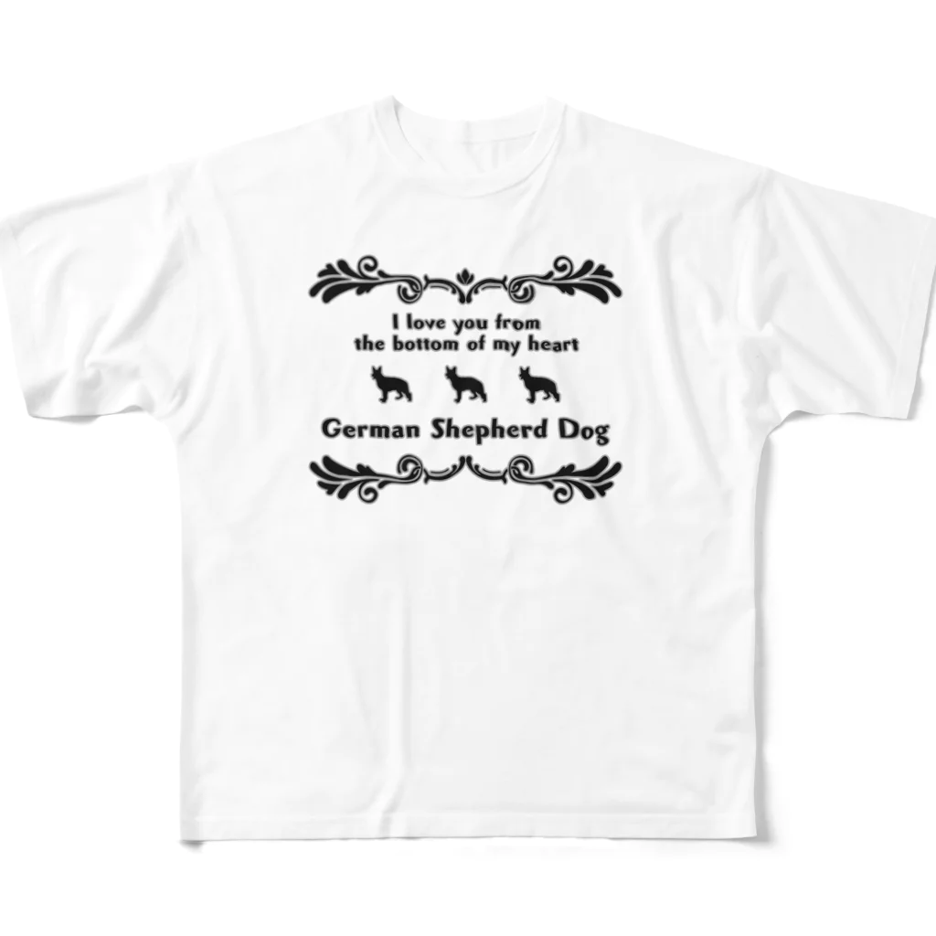 onehappinessのジャーマンシェパードドッグ　wing　onehappiness フルグラフィックTシャツ