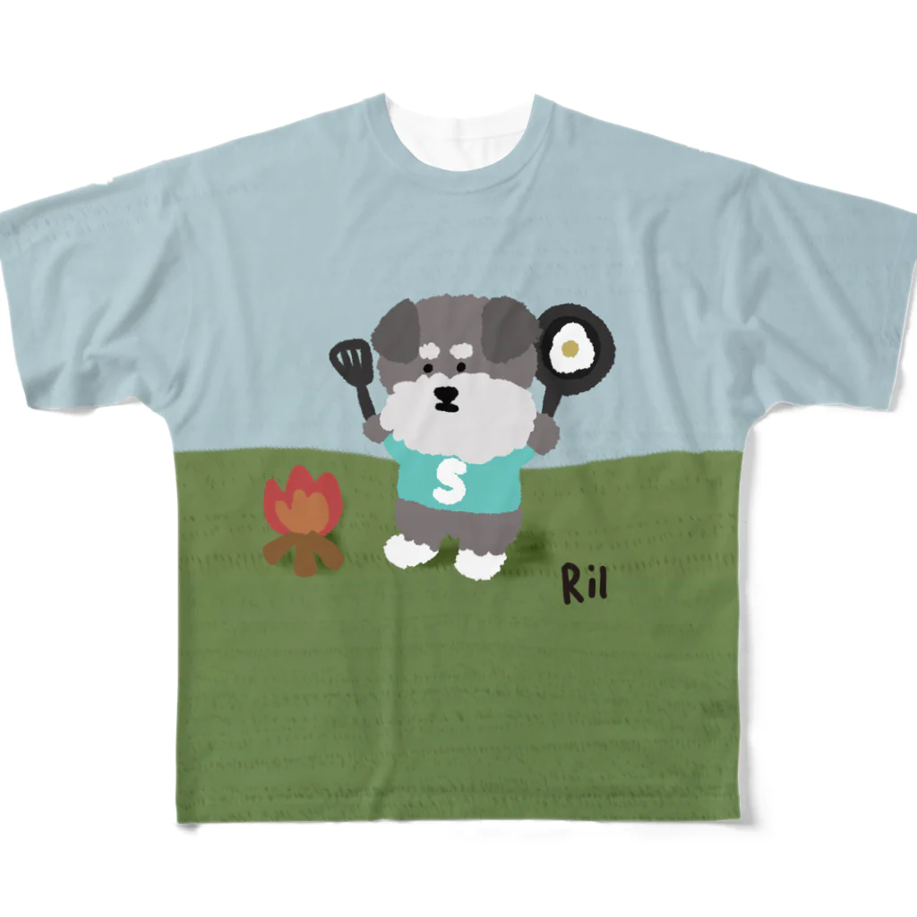 Ril_artworkのうちにはシュナウザーがいるんだよ フルグラフィックTシャツ