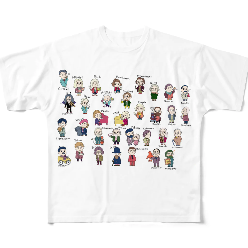 やまみちゆかの作曲家グッズのクラシック作曲家ズ All-Over Print T-Shirt