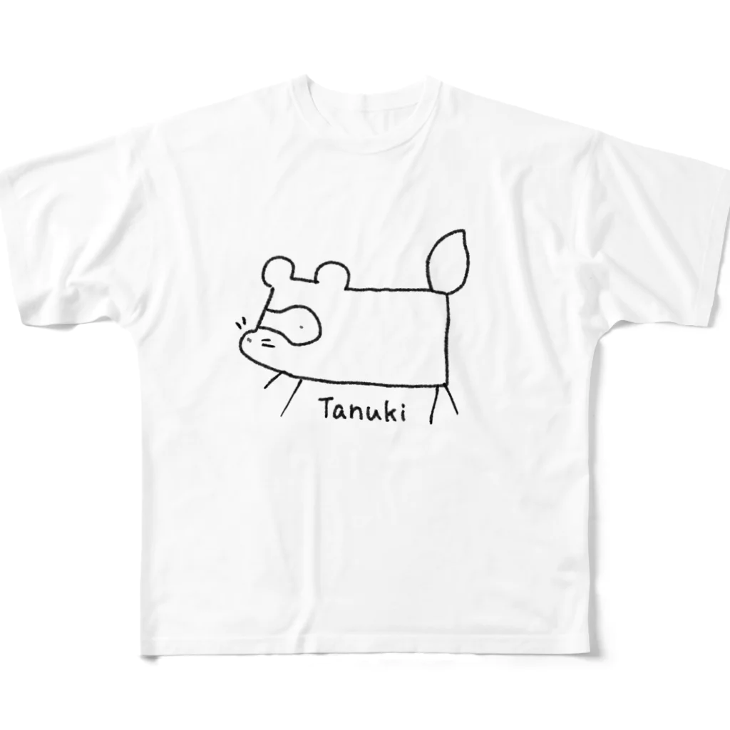 PIKA025のたぬき フルグラフィックTシャツ