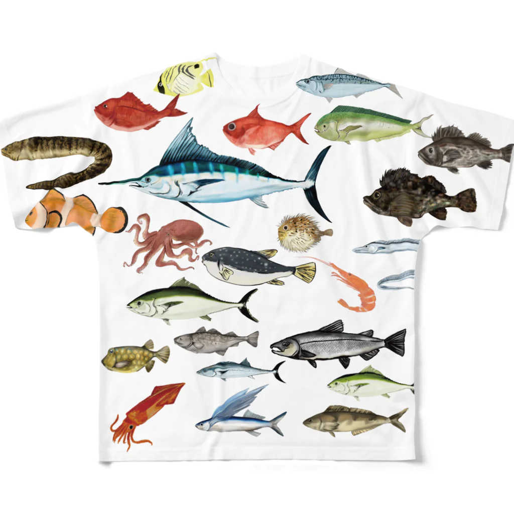 chicodeza by suzuriの海の魚柄グッズ All-Over Print T-Shirt