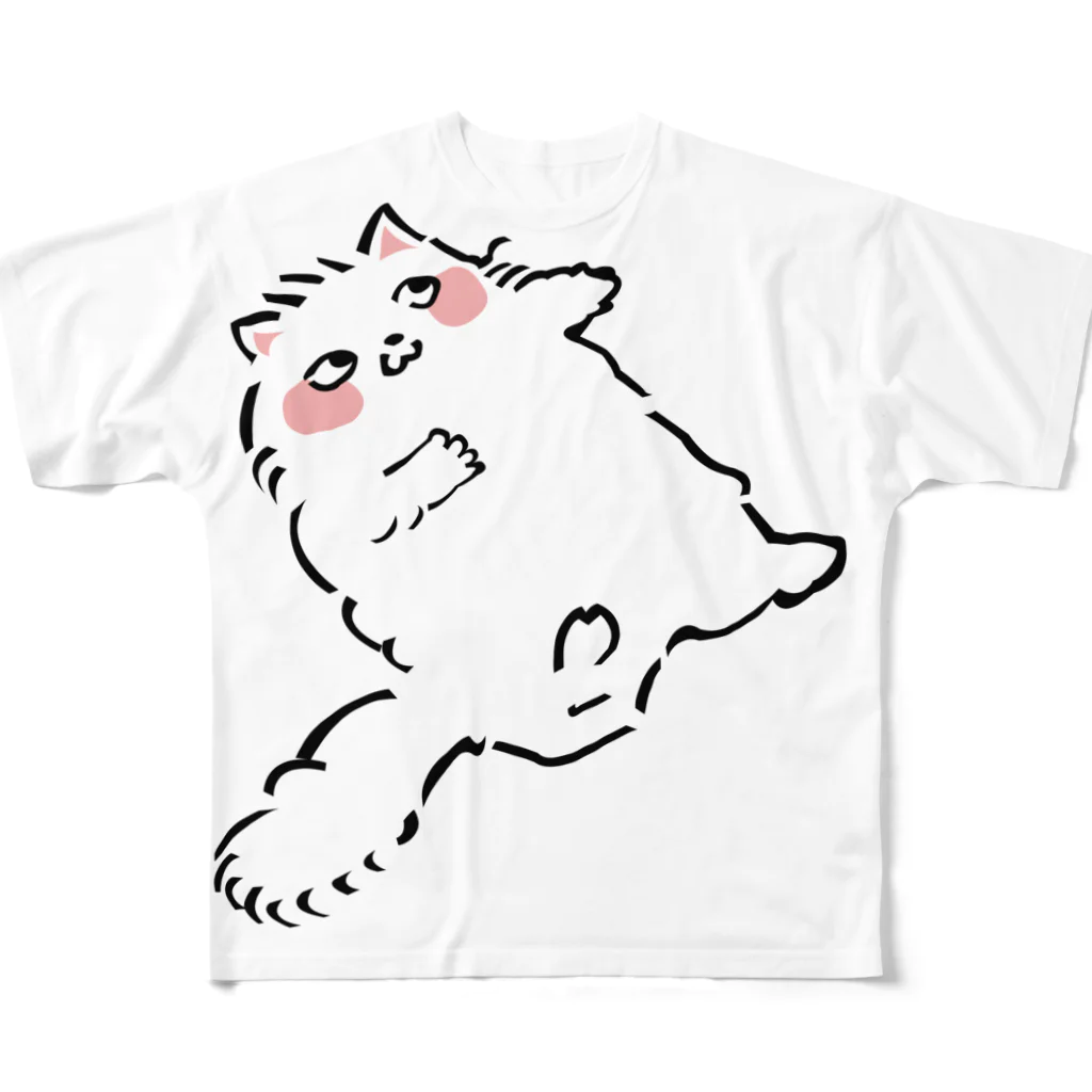 ふんわり本舗のしろねこ フルグラフィックTシャツ