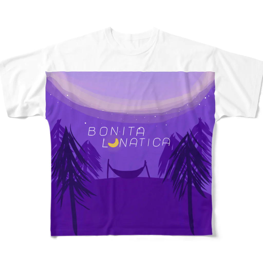 Bonita LunáticaのBonita lunática ロゴ フルグラフィックTシャツ