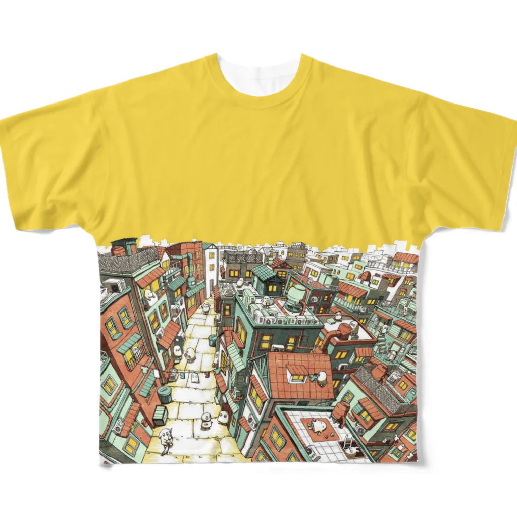 ナランジャSHOPのイエロー空の街並み All-Over Print T-Shirt