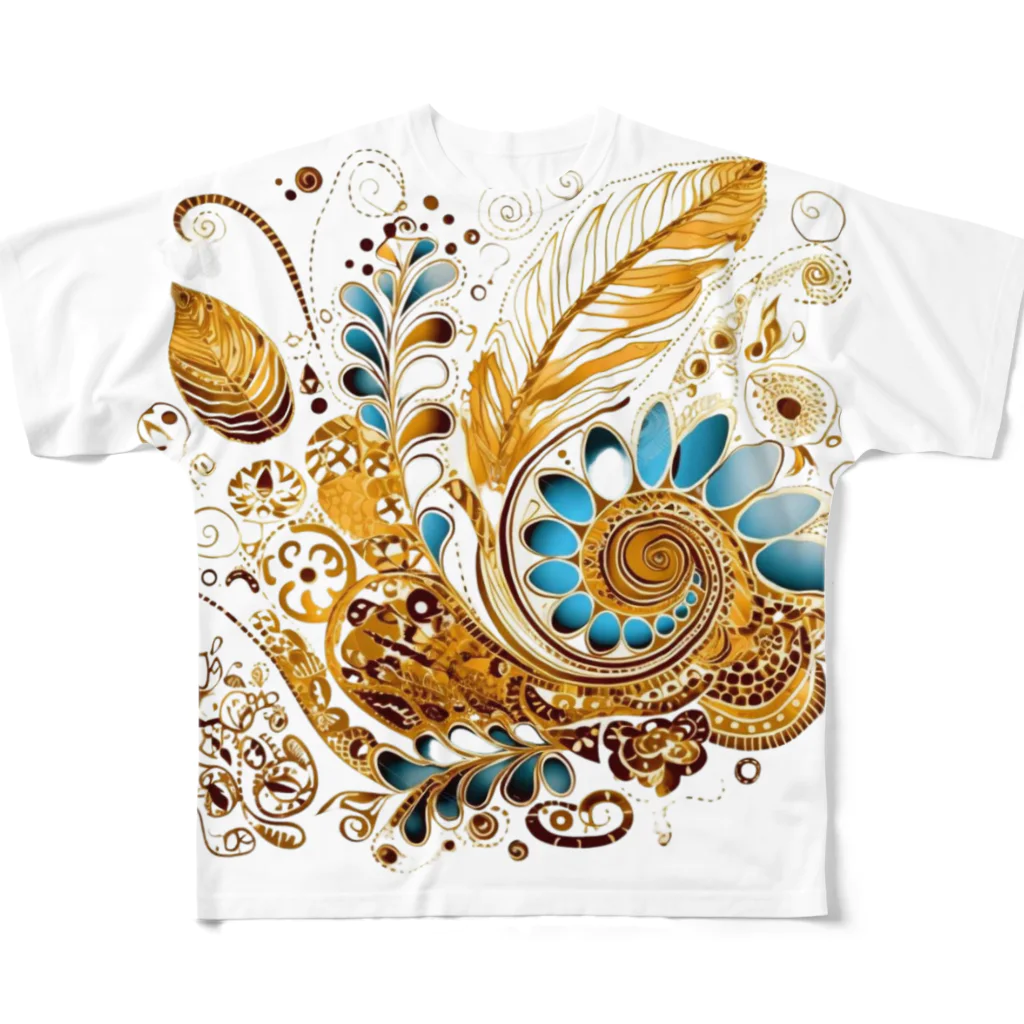 Connect Happiness DesignのGolden  Leaves All-Over Print T-Shirt