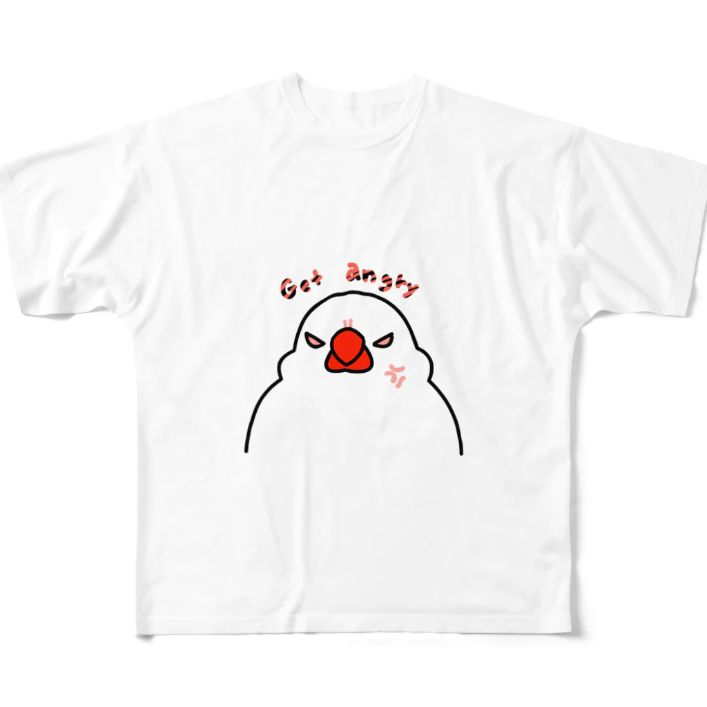 07（rena）のことりショップの怒りの文鳥 All-Over Print T-Shirt