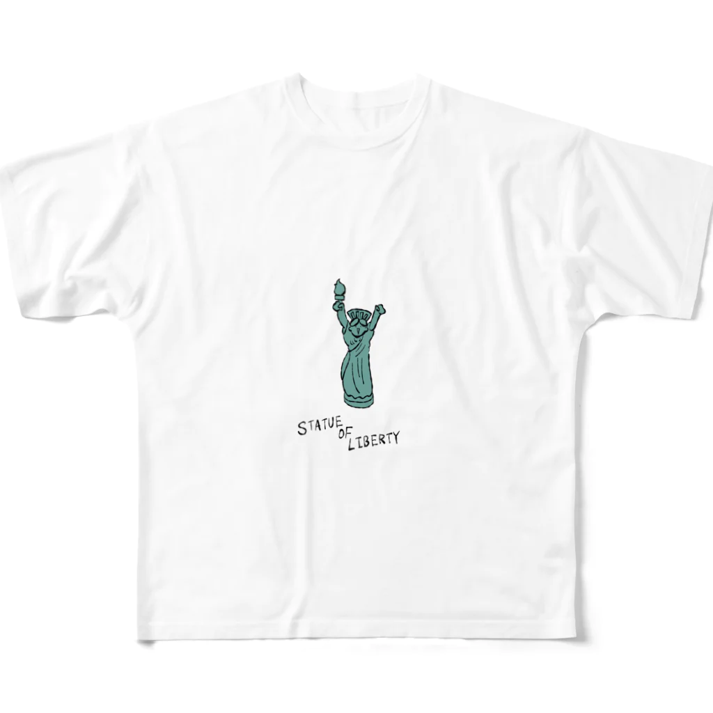 とある丸眼鏡の描き散らしのSTATUE OF LIBERTY_透明 All-Over Print T-Shirt