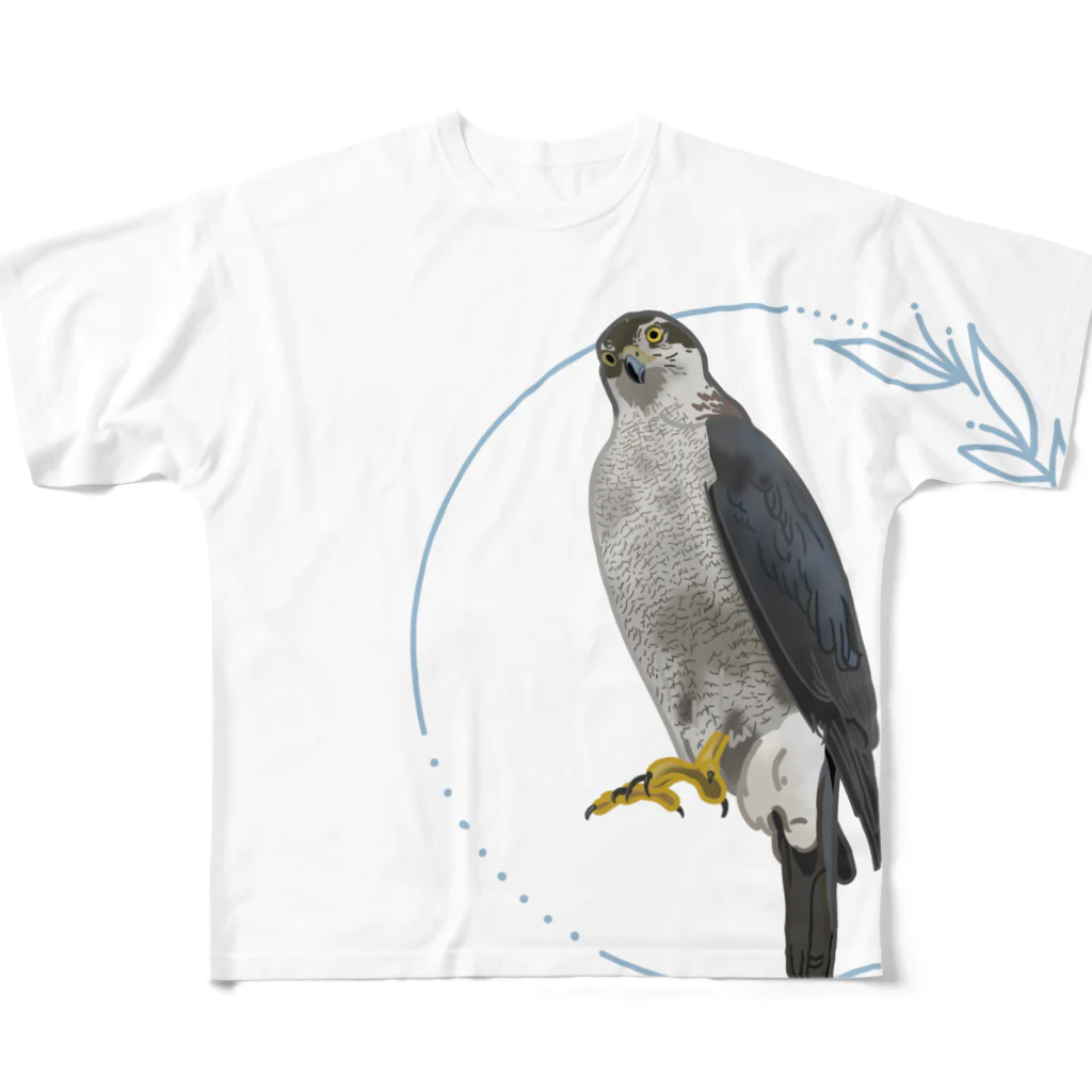 やちよ｜リアル鳥イラストのオオタカさん フルグラフィックTシャツ