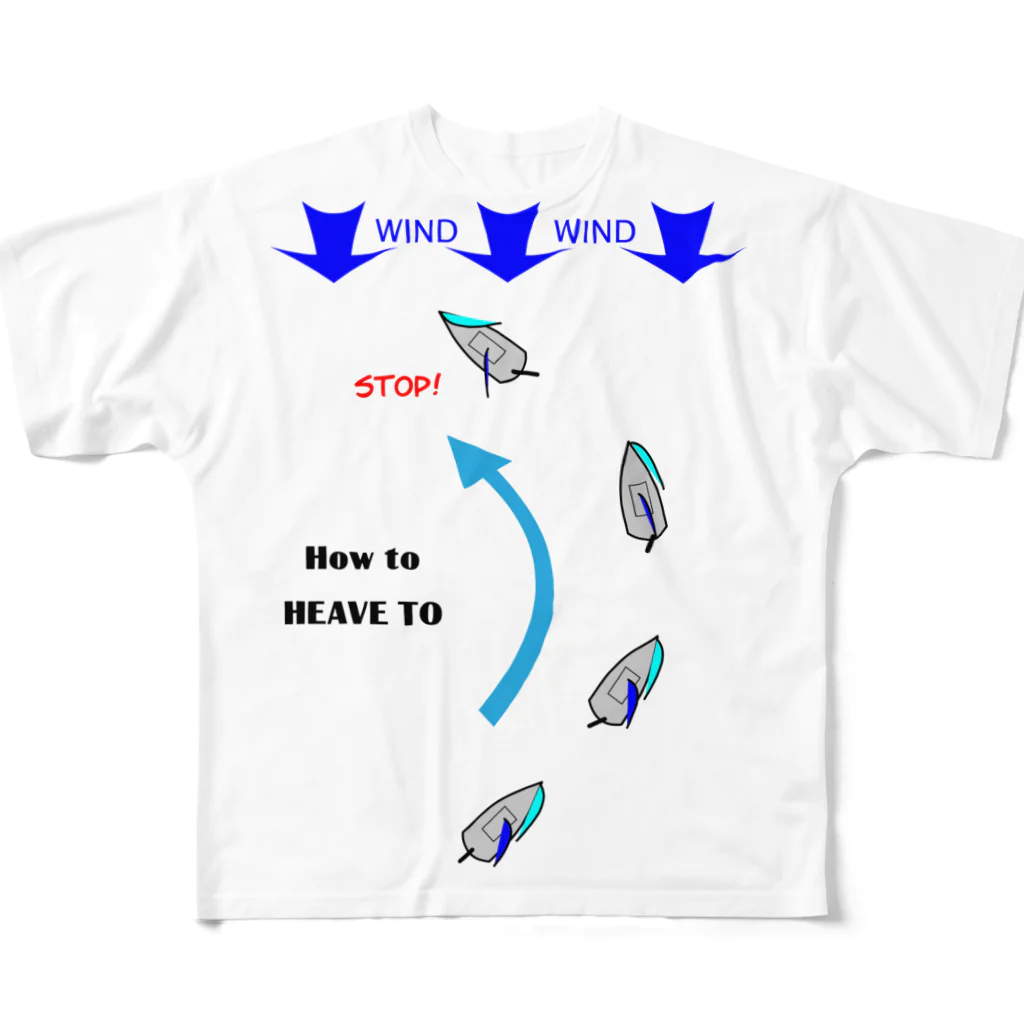 九十九屋のHow to HEAVE TO フルグラフィックTシャツ