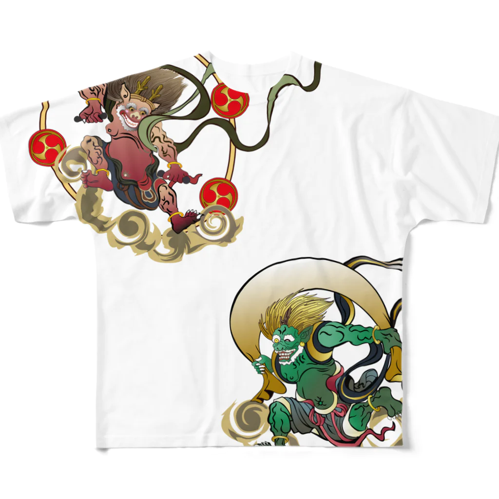 Drecome_DesignのFujin Raijin フルグラフィックTシャツ