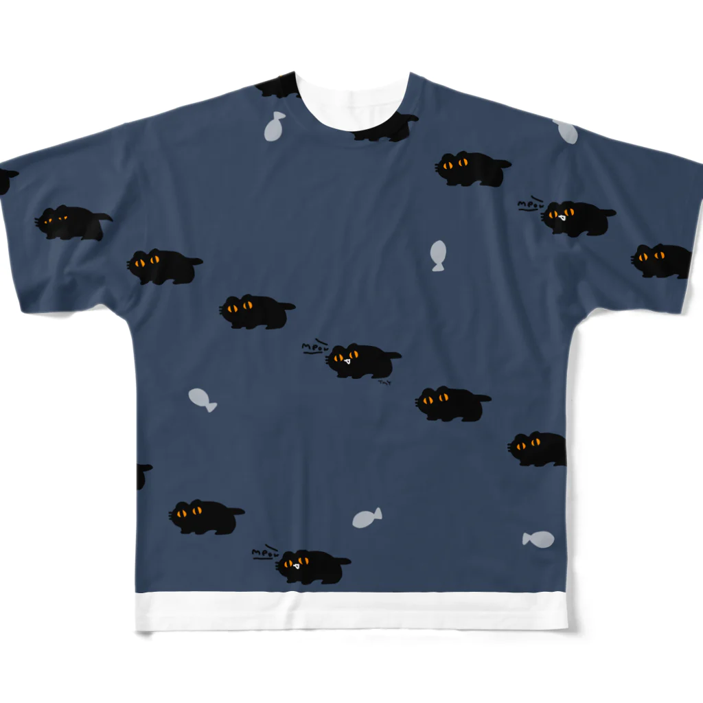 tmyのblack cat*Night march* All-Over Print T-Shirt