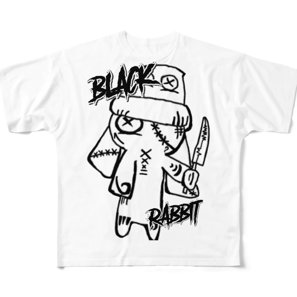 y_po008のBLACK RABBIT All-Over Print T-Shirt