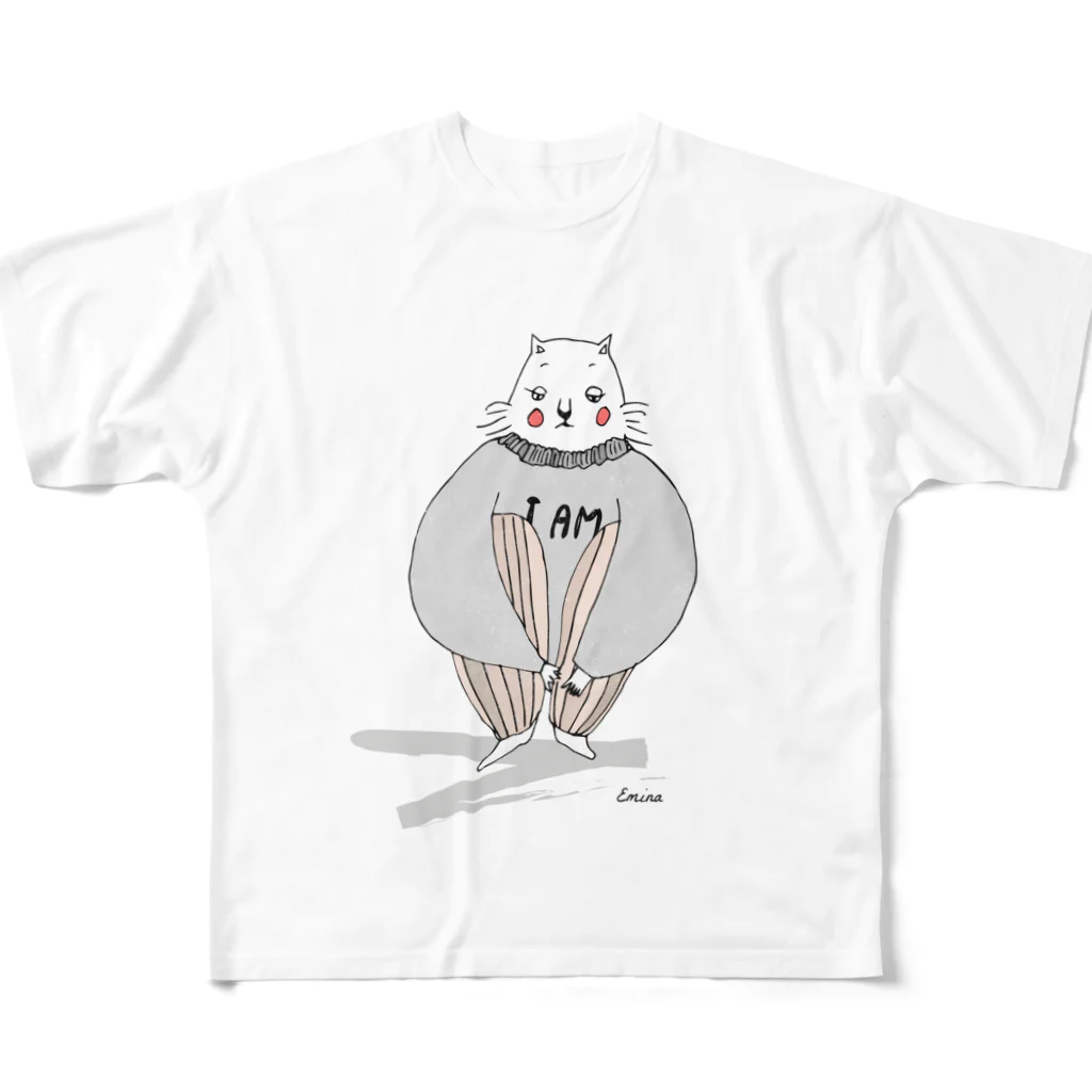 ATELIE EMINAのEMINA's FATTY CAT sitting ver. All-Over Print T-Shirt