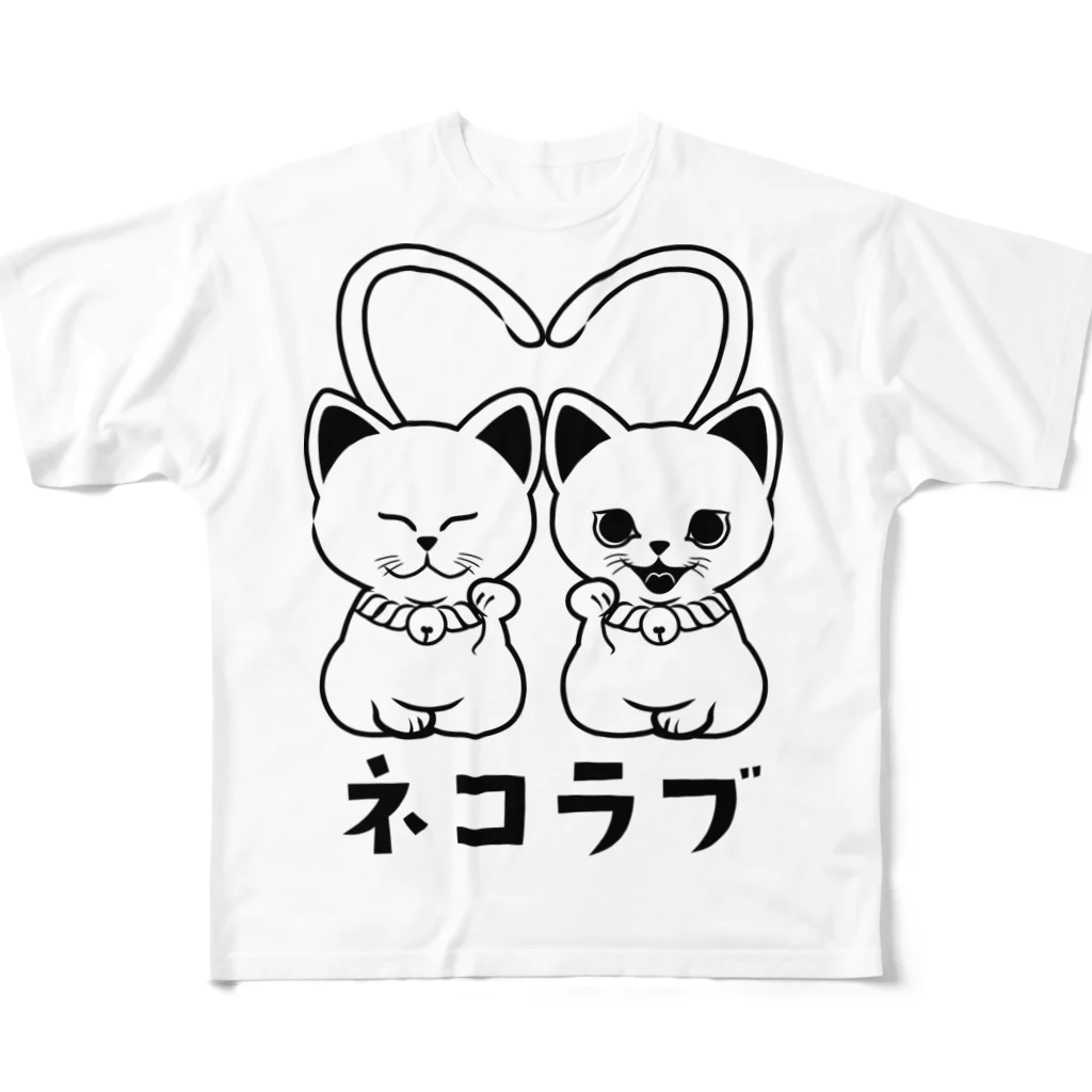 YEVISUのネコラブ フルグラフィックTシャツ