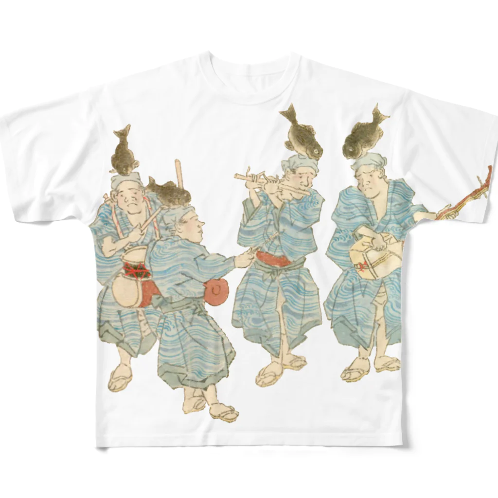 浮世絵ショップ のどぐろ　UKIYOE SHOP NODOGUROの魚　 神田明神祭禮繪卷 [4] Kanda Myojin Festival Religious Painting [4] フルグラフィックTシャツ