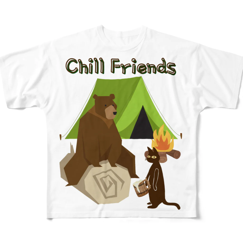 A&D Laid back lifeのChill friends  All-Over Print T-Shirt