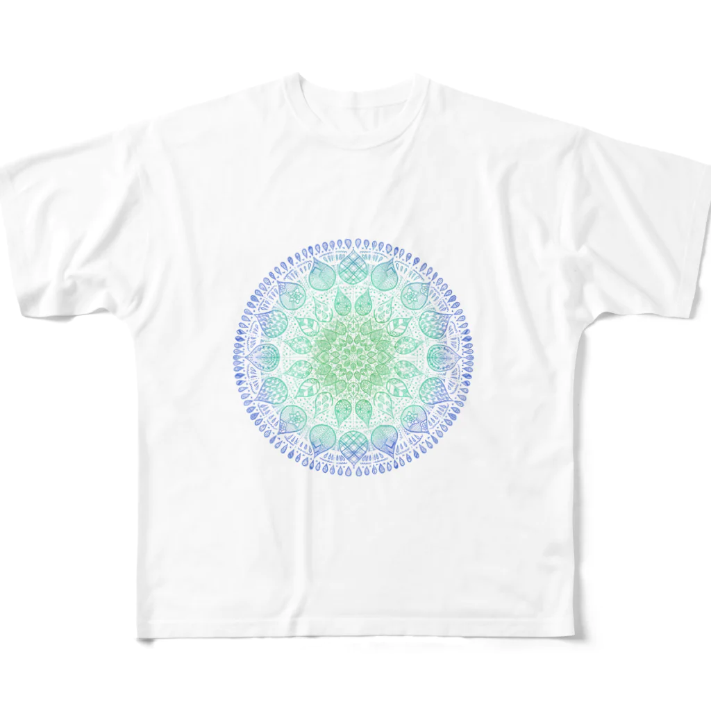 光のフラーレン33の光の曼荼羅　涼風 All-Over Print T-Shirt