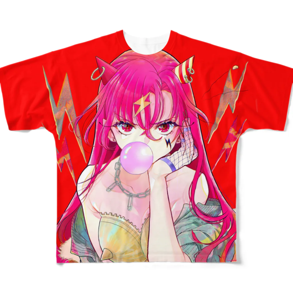 gaku storeの鬼娘 フルグラフィックTシャツ