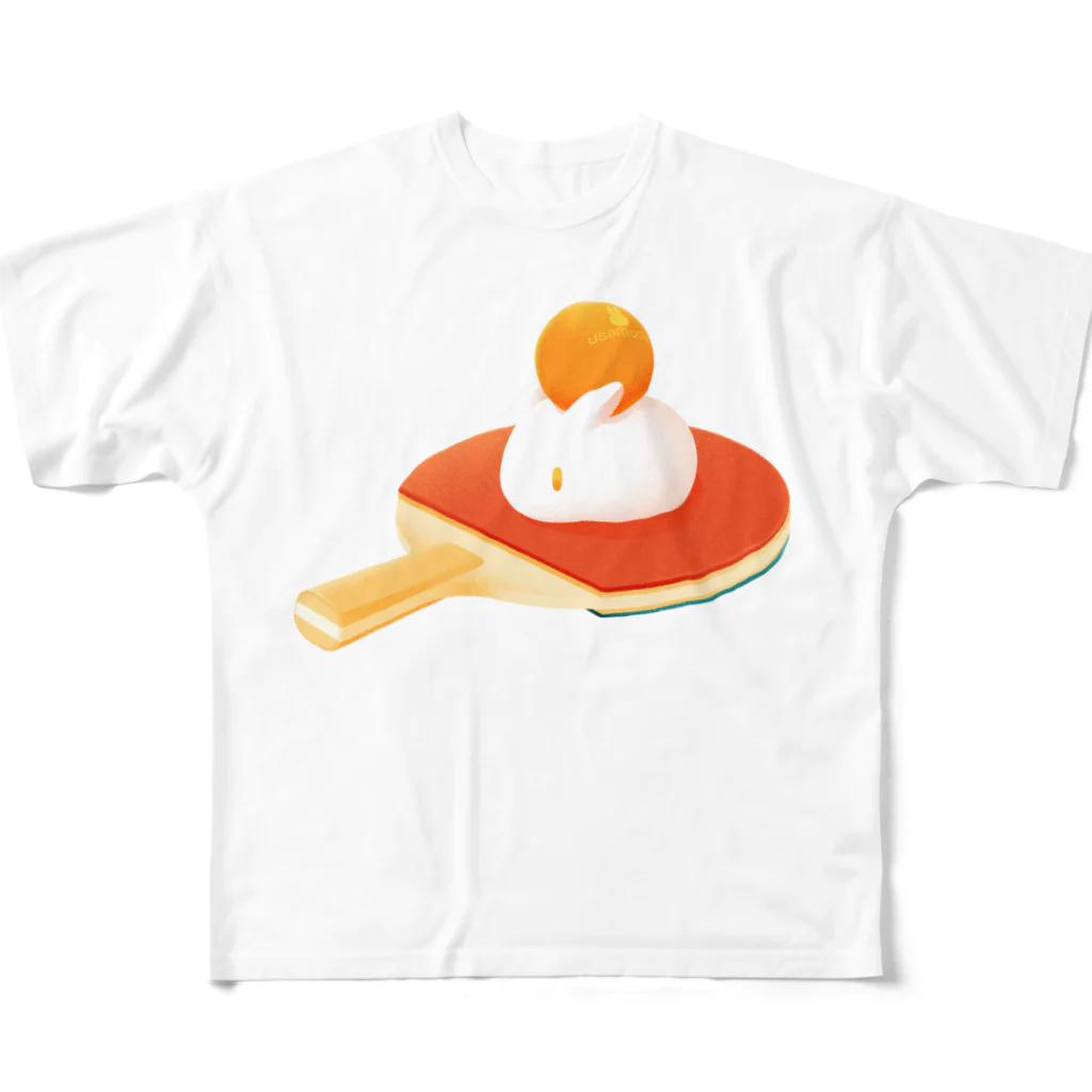 MochiOzのうさもちTシャツ（卓球） フルグラフィックTシャツ