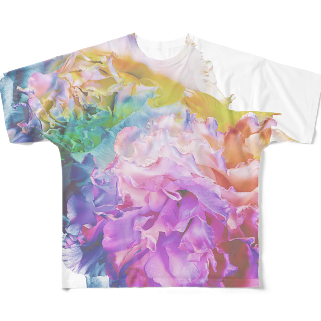 K_flowerのRainbow Carnation フルグラフィックTシャツ