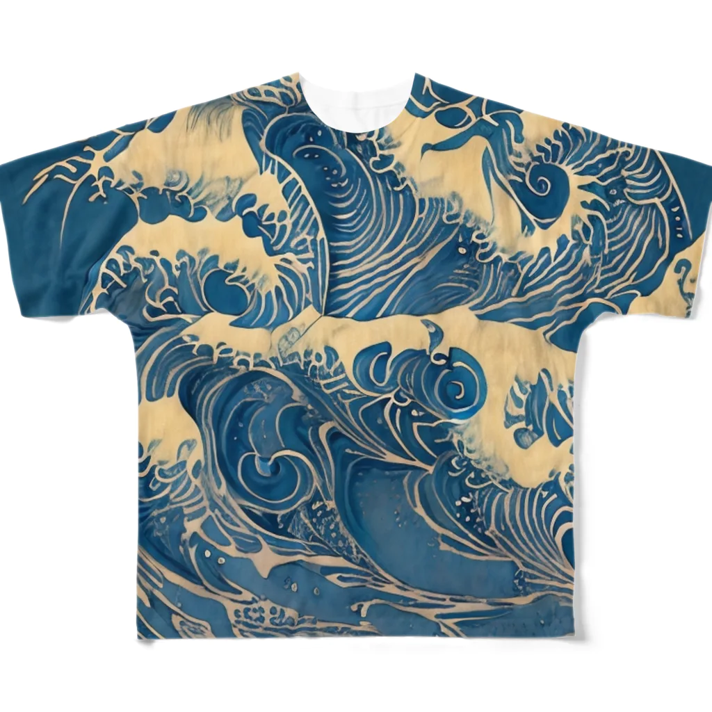 流水*ryu-sui@NFT AIartist/流浪人の彩波〜Ayanami〜Coloring Waves All-Over Print T-Shirt