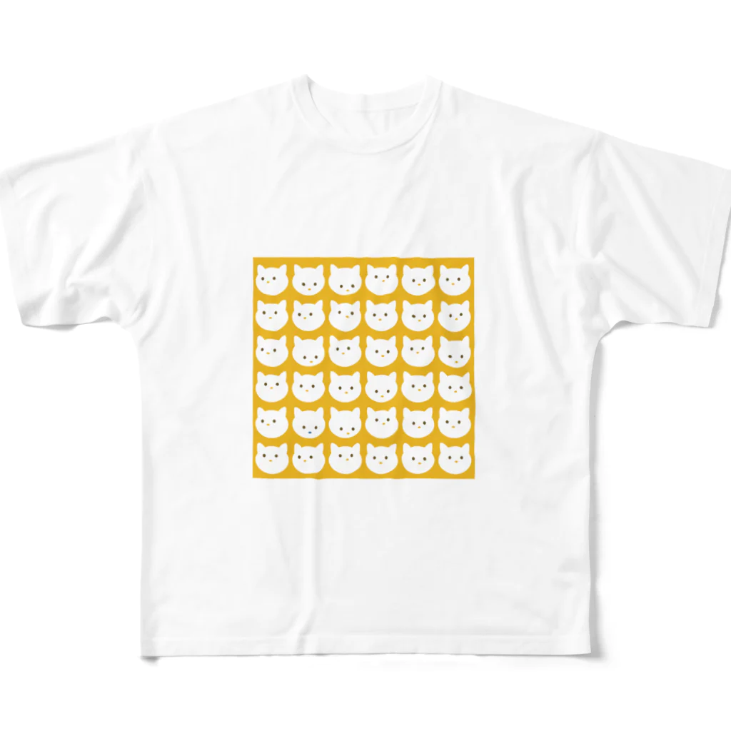 Dot Cat DailyのDot Cat Daily_Square（イエロー） フルグラフィックTシャツ