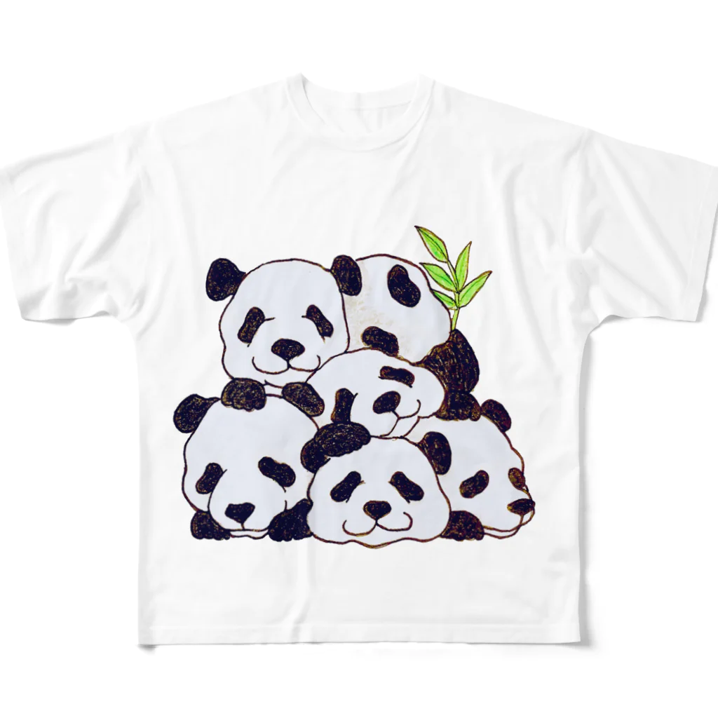 wanwanartのてんこ盛りパンダ All-Over Print T-Shirt