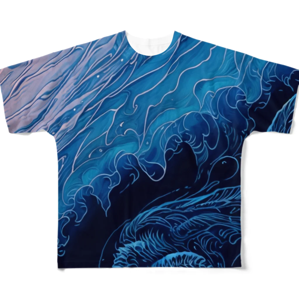 流水*ryu-sui@NFT AIartist/流浪人の彩波〜Ayanami〜Coloring Waves フルグラフィックTシャツ