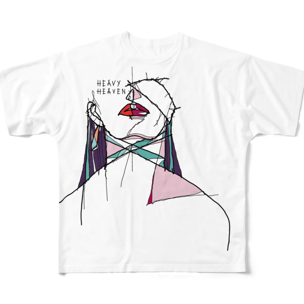 ツガイ☆ツツのヘビーヘヴン2　 HEAVY HEAVEN　パープル　針金アート風イラスト　ワイヤーパンク All-Over Print T-Shirt