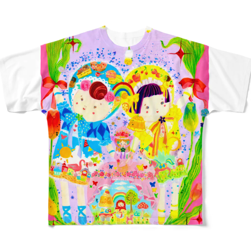 はいからヒストリカルSUZURI店の文化ちゃんとフランス姫 All-Over Print T-Shirt