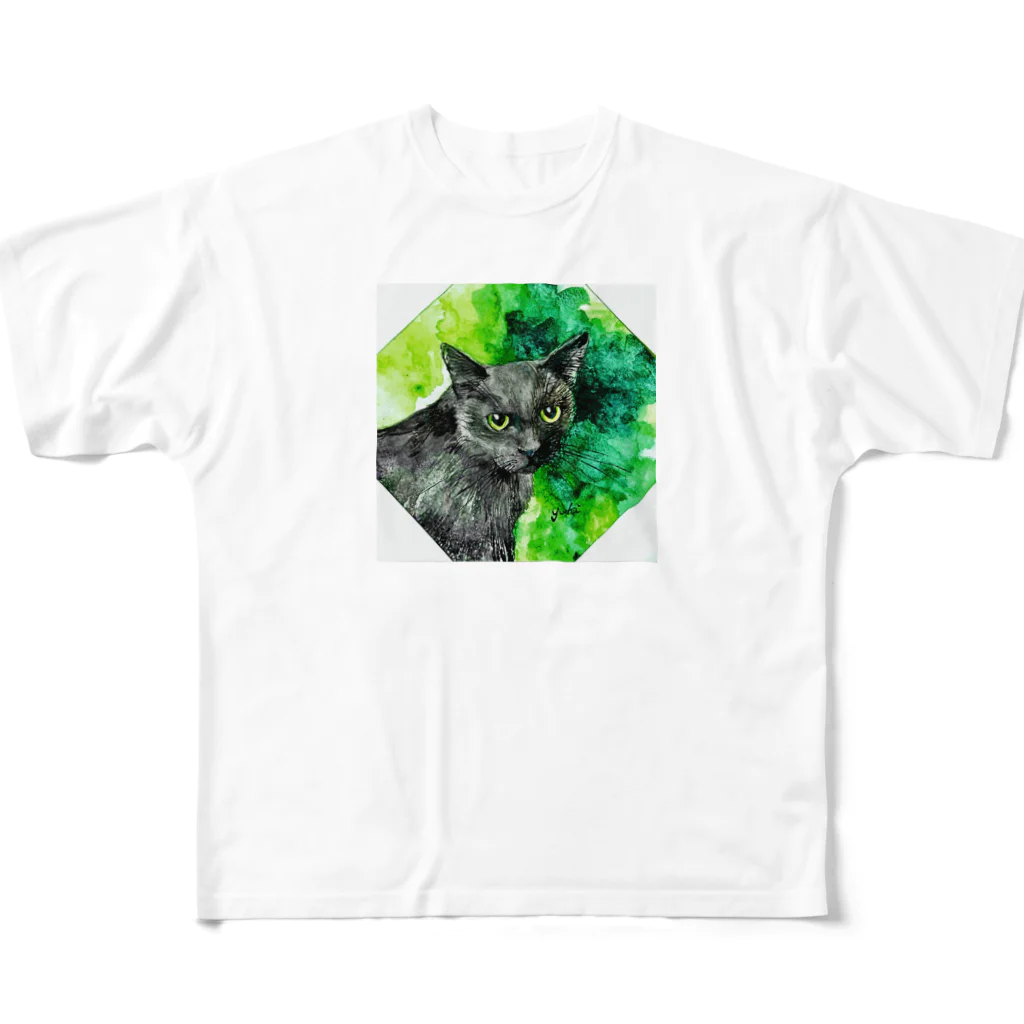 NEKONEEの黒恵 フルグラフィックTシャツ