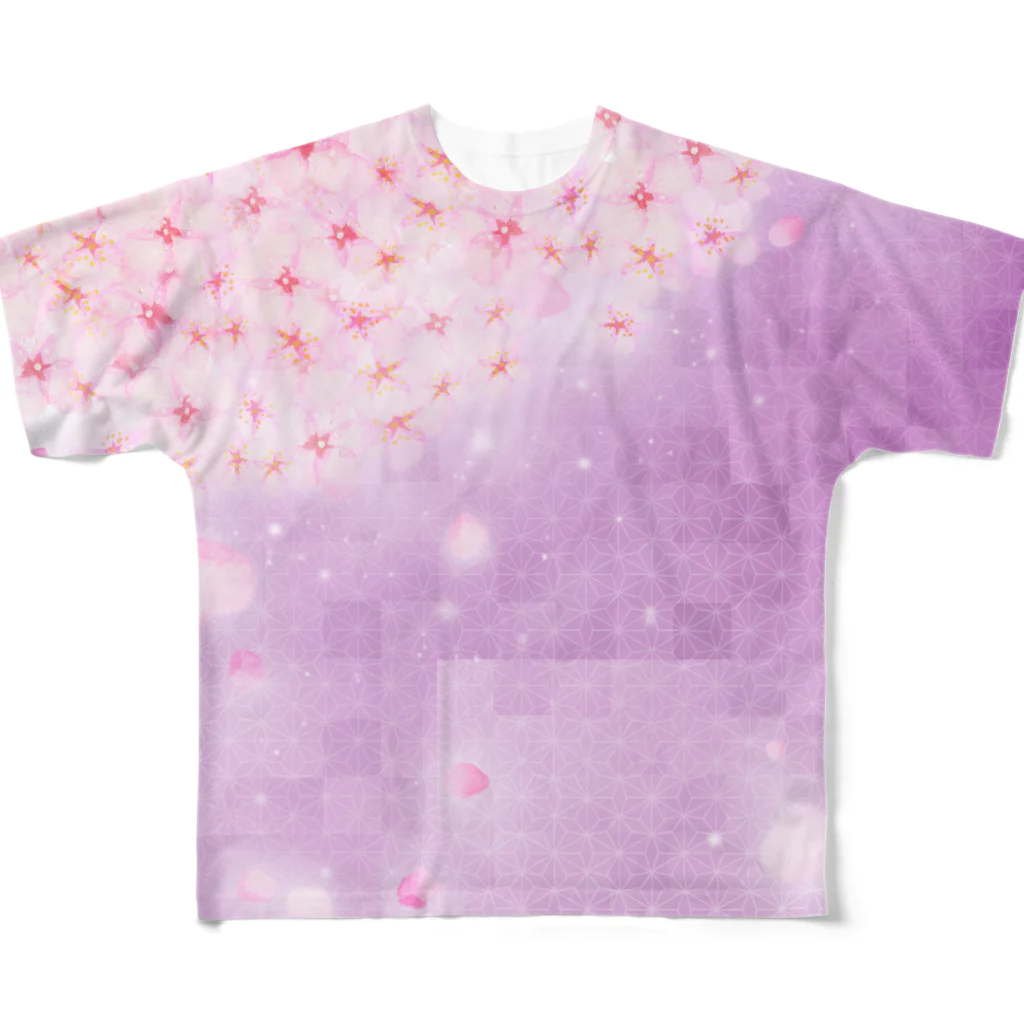 HANARINTAの満開の桜　薄紫 フルグラフィックTシャツ