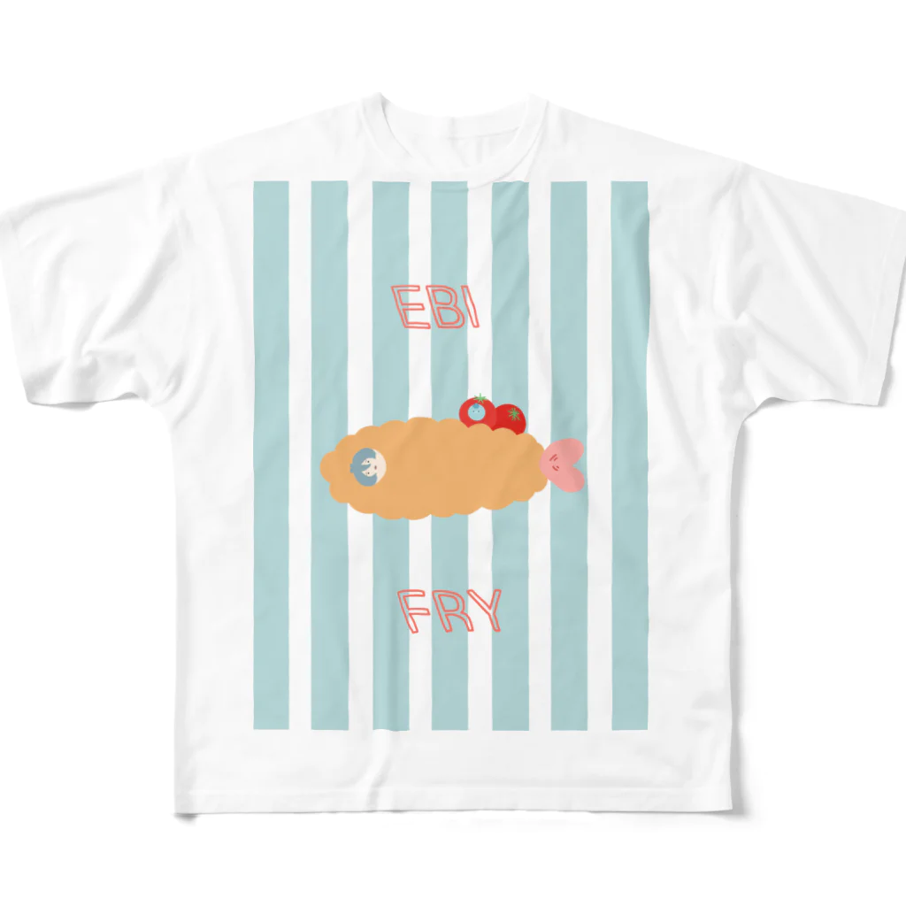 じんねこショップのエビフライじんたん（文字あり） フルグラフィックTシャツ