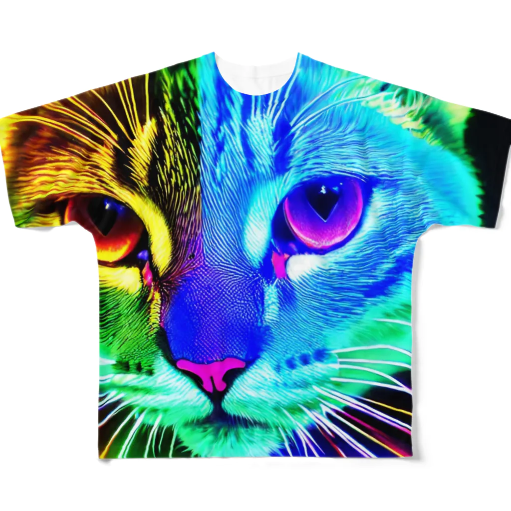 月見うどんのNeko All-Over Print T-Shirt