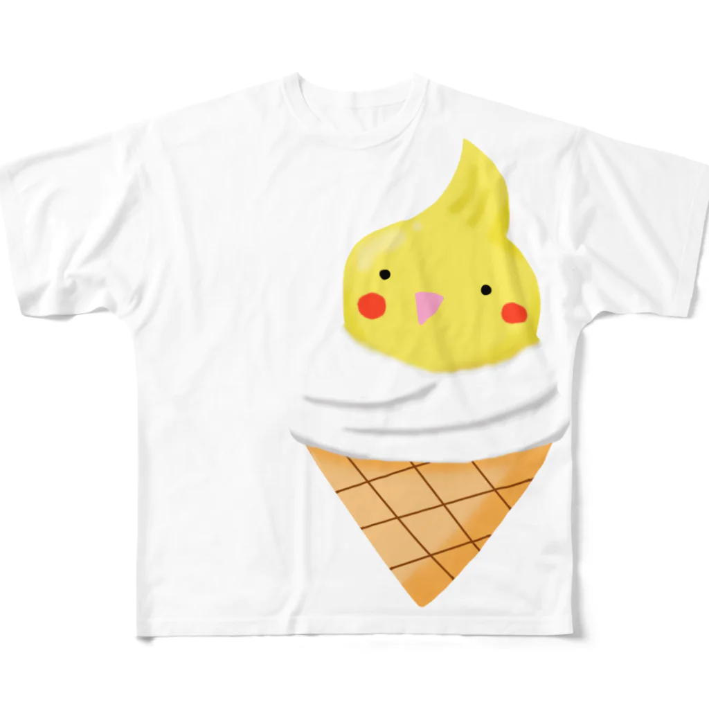 りきまるのルチノーオカメインコのソフトクリーム フルグラフィックTシャツ