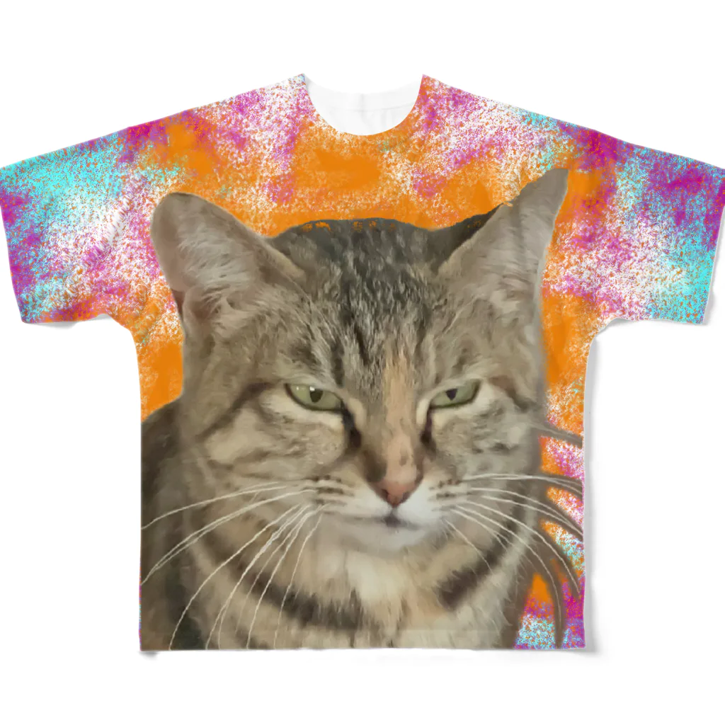 ken_ikedaの猫のヒラメちゃん(なんちゅう顔してんの？) フルグラフィックTシャツ
