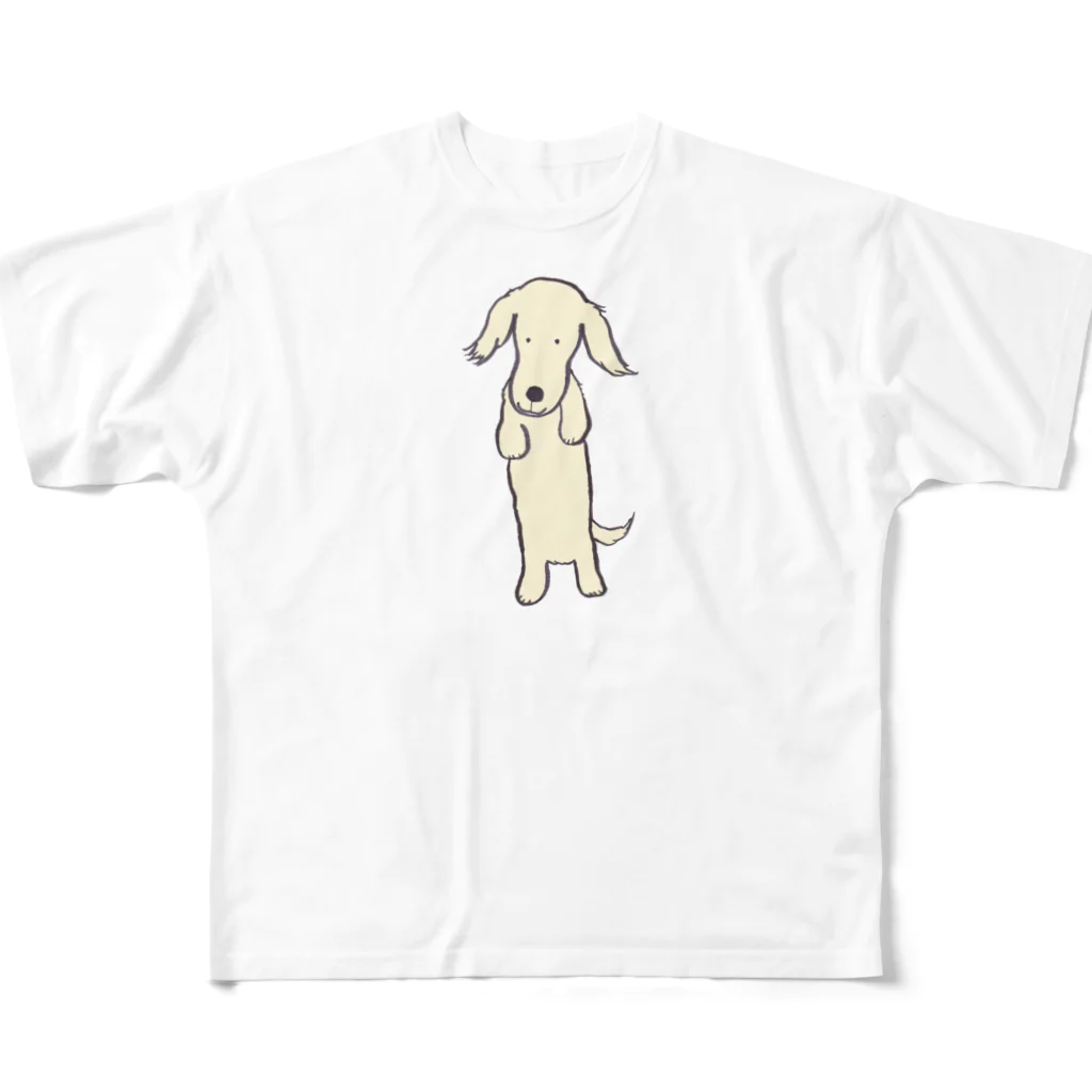 paritoraのミニチュアダックスのハニ君立ち姿カラー フルグラフィックTシャツ