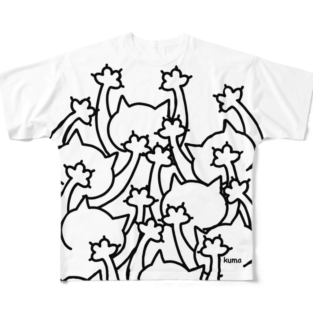 mkumakumaの猫にモテモテ フルグラフィックTシャツ